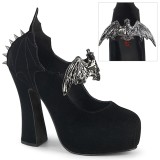 Samt 13 cm DEMON-18 gothic pumps mit verstecktem plateau