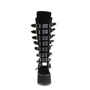 Samt 14 cm SWING-815 alternative plateaustiefel mit schnalle schwarze