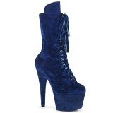 Samt 18 cm ADORE-1045VEL Blaue high heels stiefeletten