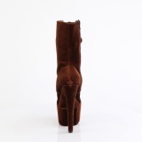 Samt 18 cm ADORE-1045VEL Braun high heels stiefeletten + zehenschutz