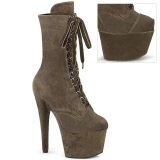 Samt 18 cm ADORE-1045VEL Khaki high heels stiefeletten + zehenschutz