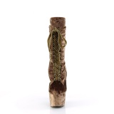 Samt 18 cm ADORE-1045VEL Khaki high heels stiefeletten + zehenschutz