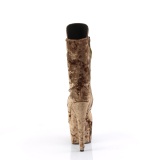 Samt 18 cm ADORE-1045VEL Khaki high heels stiefeletten + zehenschutz
