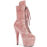 Samt 18 cm ADORE-1045VEL Rosa high heels stiefeletten