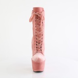 Samt 18 cm ADORE-1045VEL Rosa high heels stiefeletten + zehenschutz