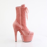 Samt 18 cm ADORE-1045VEL Rosa high heels stiefeletten + zehenschutz