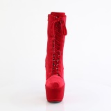 Samt 18 cm ADORE-1045VEL Rote high heels stiefeletten + zehenschutz