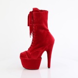 Samt 18 cm ADORE-1045VEL Rote high heels stiefeletten + zehenschutz