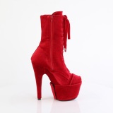 Samt 18 cm ADORE-1045VEL Rote high heels stiefeletten + zehenschutz