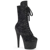 Samt 18 cm ADORE-1045VEL Schwarze high heels stiefeletten