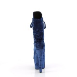 Samt 18 cm ADORE-1045VEL blaue high heels stiefeletten + zehenschutz