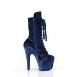 Samt 18 cm ADORE-1045VEL blaue high heels stiefeletten + zehenschutz