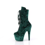 Samt 18 cm ADORE-1045VEL grüne high heels stiefeletten + zehenschutz