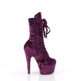 Samt 18 cm ADORE-1045VEL lila high heels stiefeletten + zehenschutz