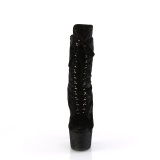 Samt 18 cm ADORE-1045VEL schwarze high heels stiefeletten + zehenschutz