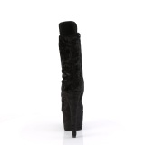 Samt 18 cm ADORE-1045VEL schwarze high heels stiefeletten + zehenschutz