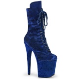 Samt 18 cm FLAMINGO-1045VEL Blaue high heels stiefeletten