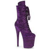 Samt 18 cm FLAMINGO-1045VEL Lila high heels stiefeletten