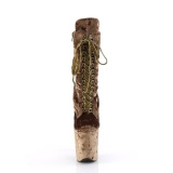 Samt 20 cm FLAMINGO-1045VEL Khaki high heels stiefeletten + zehenschutz
