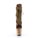 Samt 20 cm FLAMINGO-1045VEL Khaki high heels stiefeletten + zehenschutz