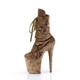 Samt 20 cm FLAMINGO-1045VEL Khaki high heels stiefeletten + zehenschutz