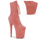 Samt 20 cm FLAMINGO-1045VEL Rosa high heels stiefeletten + zehenschutz