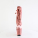 Samt 20 cm FLAMINGO-1045VEL Rosa high heels stiefeletten + zehenschutz