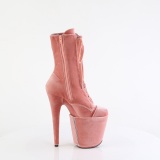 Samt 20 cm FLAMINGO-1045VEL Rosa high heels stiefeletten + zehenschutz