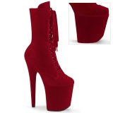 Samt 20 cm FLAMINGO-1045VEL Rote high heels stiefeletten + zehenschutz
