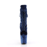 Samt 20 cm FLAMINGO-1045VEL blaue high heels stiefeletten + zehenschutz