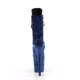 Samt 20 cm FLAMINGO-1045VEL blaue high heels stiefeletten + zehenschutz