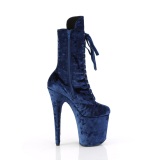 Samt 20 cm FLAMINGO-1045VEL blaue high heels stiefeletten + zehenschutz