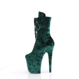 Samt 20 cm FLAMINGO-1045VEL grüne high heels stiefeletten + zehenschutz