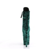 Samt 20 cm FLAMINGO-1045VEL grüne high heels stiefeletten + zehenschutz