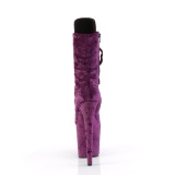 Samt 20 cm FLAMINGO-1045VEL lila high heels stiefeletten + zehenschutz
