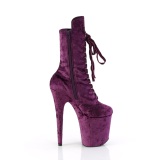 Samt 20 cm FLAMINGO-1045VEL lila high heels stiefeletten + zehenschutz