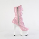 Schnürboots 18 cm 1046TT platform high heels boots lackleder rosa