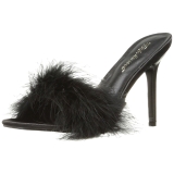 Schwarz 10 cm CLASSIQUE-01F damen pantoletten mit marabou federn