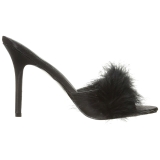 Schwarz 10 cm CLASSIQUE-01F damen pantoletten mit marabou federn