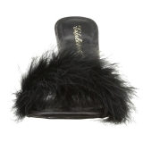 Schwarz 10 cm CLASSIQUE-01F damen pantoletten mit marabou federn