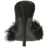 Schwarz 10 cm CLASSIQUE-01F damen pantoletten mit marabou federn