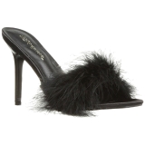 Schwarz 10 cm CLASSIQUE-01F damen pantoletten mit marabou federn