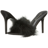 Schwarz 10 cm CLASSIQUE-01F damen pantoletten mit marabou federn