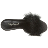 Schwarz 10 cm CLASSIQUE-01F damen pantoletten mit marabou federn