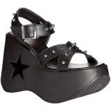 Schwarz 13 cm DemoniaCult DYNAMITE-02 lolita schuhe wedge sandaletten