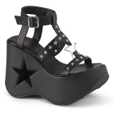 Schwarz 13 cm DemoniaCult DYNAMITE-12 emo schuhe wedge sandaletten