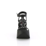 Schwarz 13 cm DemoniaCult DYNAMITE-12 emo schuhe wedge sandaletten