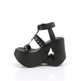 Schwarz 13 cm DemoniaCult DYNAMITE-12 emo schuhe wedge sandaletten