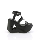 Schwarz 13 cm DemoniaCult DYNAMITE-12 emo schuhe wedge sandaletten