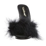 Schwarz 13 cm POISE-501F Mules Schuhe mit Marabou Federn - Plüsch